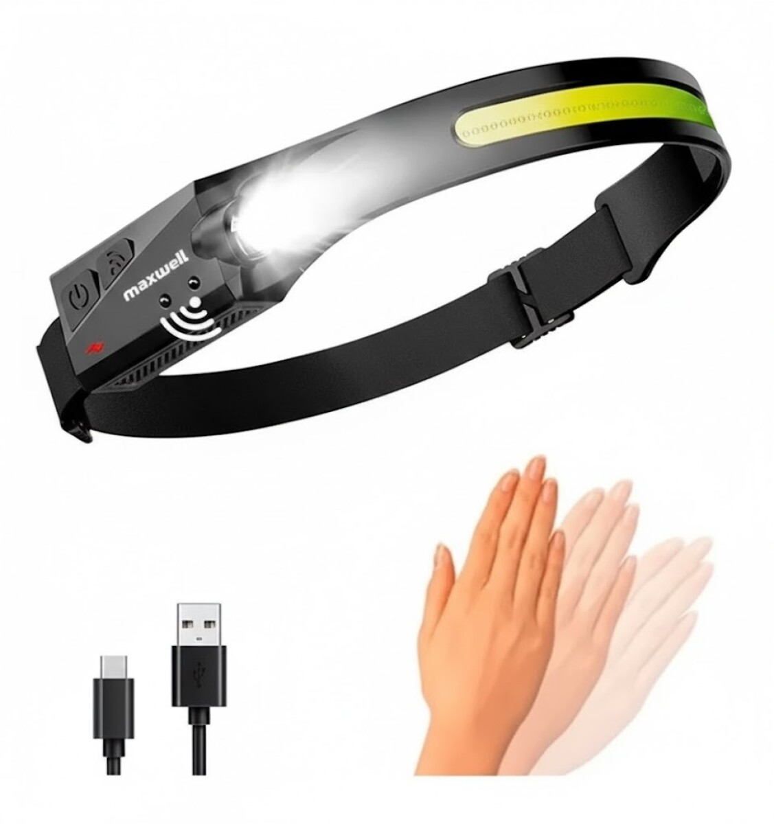 Linterna Frontal Luz Led Camping De Cabeza Con Sensor 