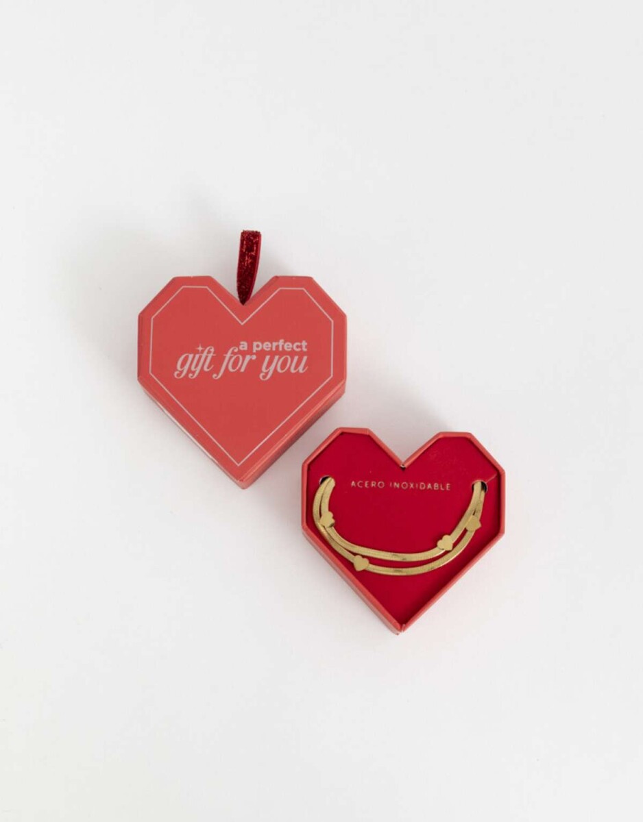 Cadena Choker Corazones - Dorado 