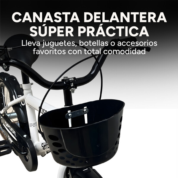 Bicicleta Infantil Shengdi R16 Canasto Parrilla Guardabarros Blanco 1