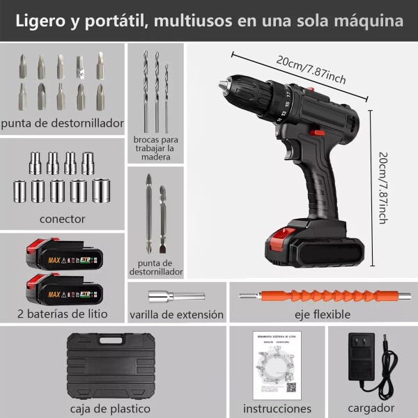 Taladro Percutor Atornillador + 2 Baterías 48V Inalambrico ® Taladro Percutor Atornillador + 2 Baterías 48V Inalambrico ®