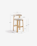 Taburete Granite de chenilla beige y madera maciza de fresno con acabado tono natural FSC 100% 75 cm Taburete Granite de chenilla beige y madera maciza de fresno con acabado tono natural FSC 100% 75 cm