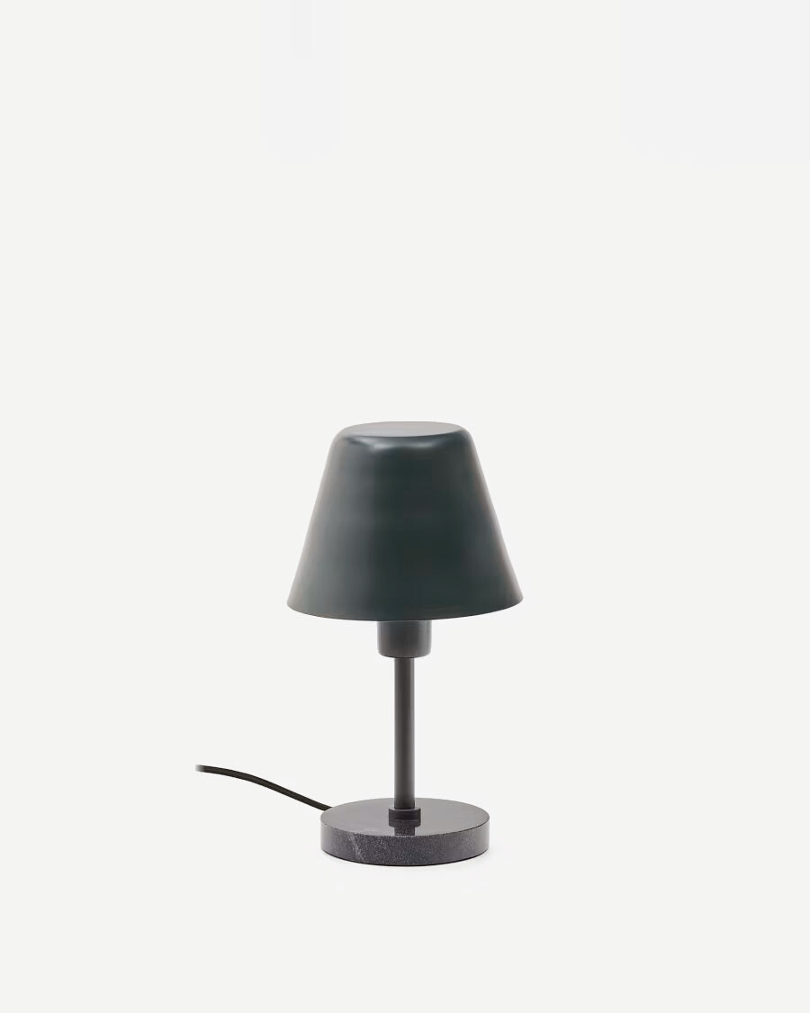 Lámpara de mesa Calina de metal verde y mármol negro Lámpara de mesa Calina de metal verde y mármol negro