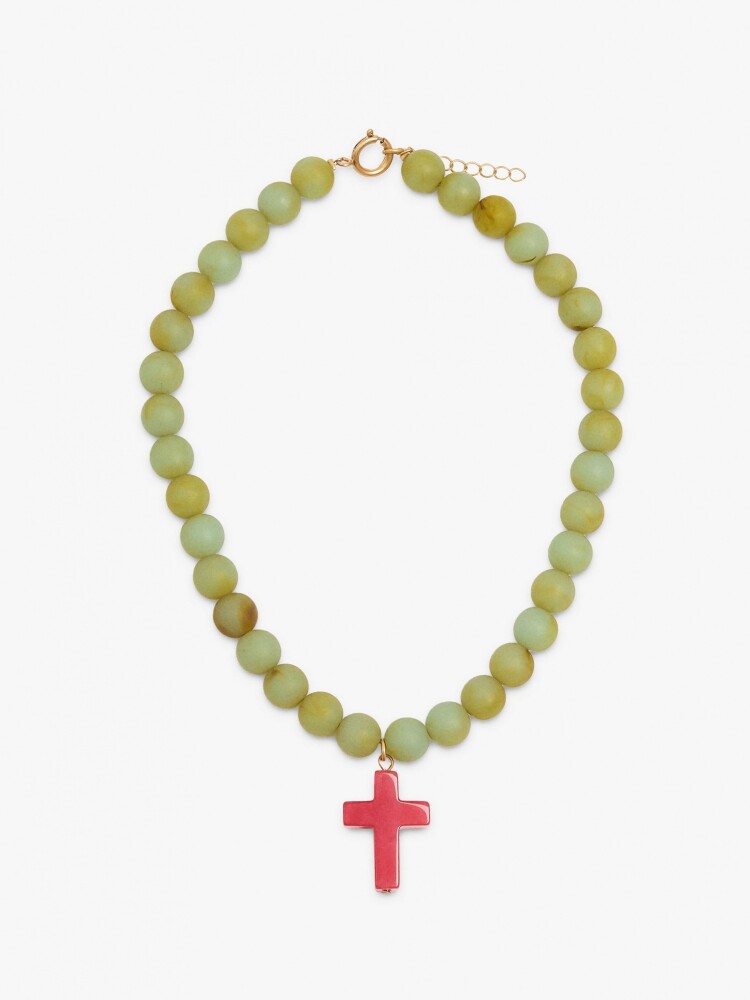 Collar Corto De Cuentas Con Colgante De Cruz multicolor