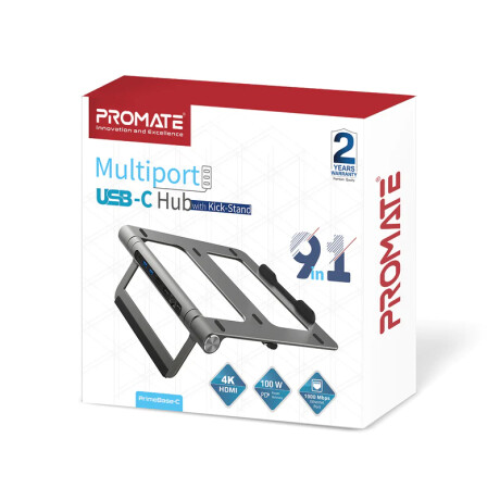 PROMATE PRIMEBASE-C.GREY SOPORTE USB-C HUB 4K P/LAPTOP 100W Promate Primebase-c.grey Soporte Usb-c Hub 4k P/laptop 100w