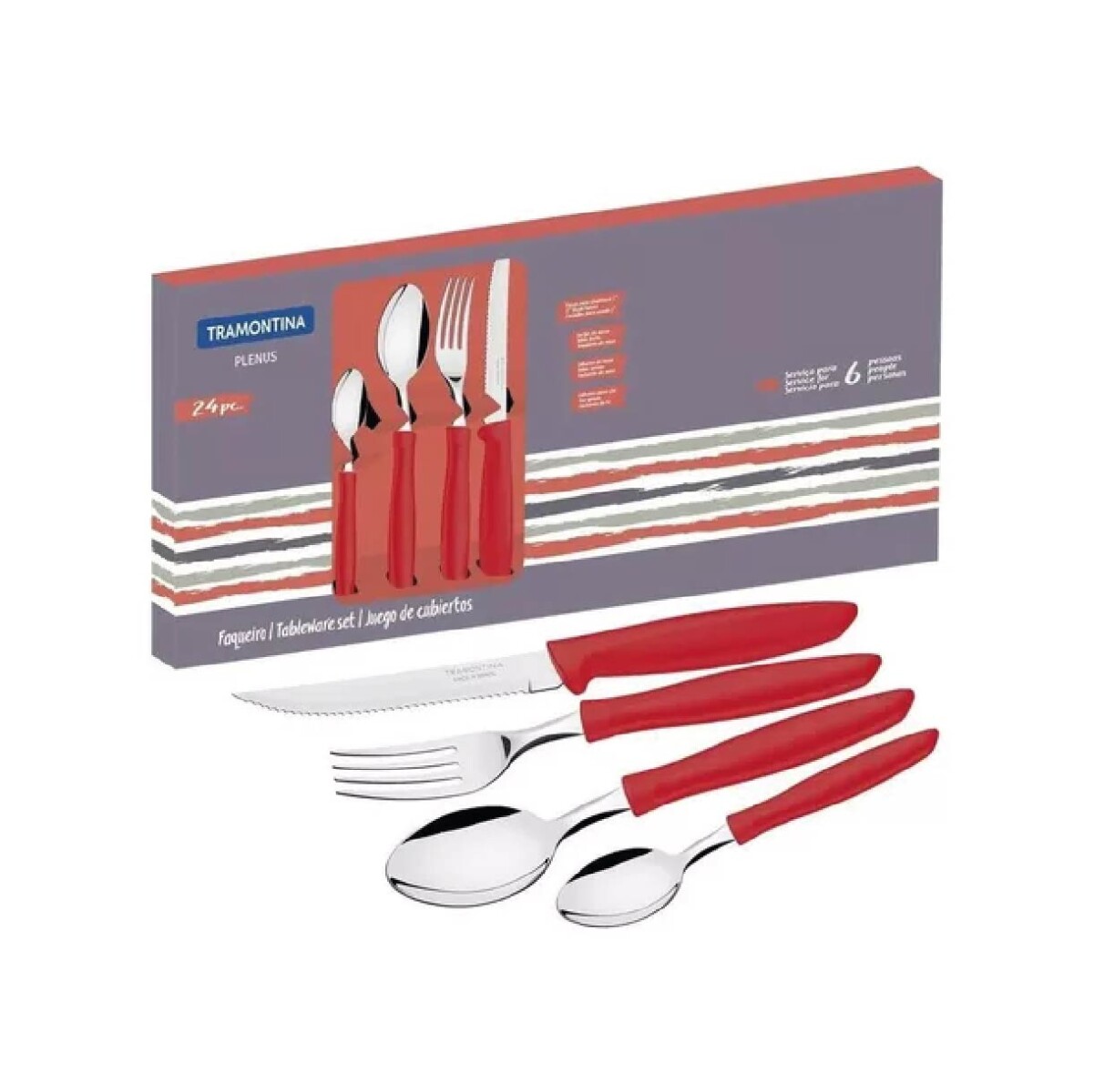 JUEGO TRAMONTINA 24PCS ROJO 