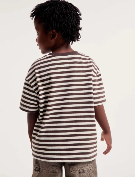 CAMISETA MANGA CORTA INFANTIL DE RAYAS MARRÓN