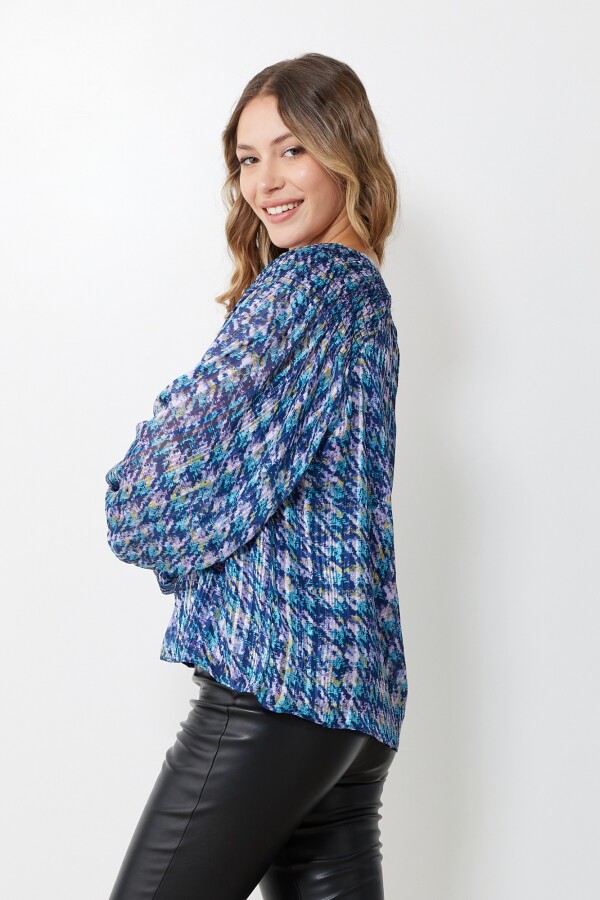 Blusa Gasa Lurex MULTI/AZUL