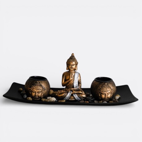 Set Decorativo Buda Zen Con Portavelas Y Bandeja Centro Mesa Set Decorativo Buda Zen Con Portavelas Y Bandeja Centro Mesa