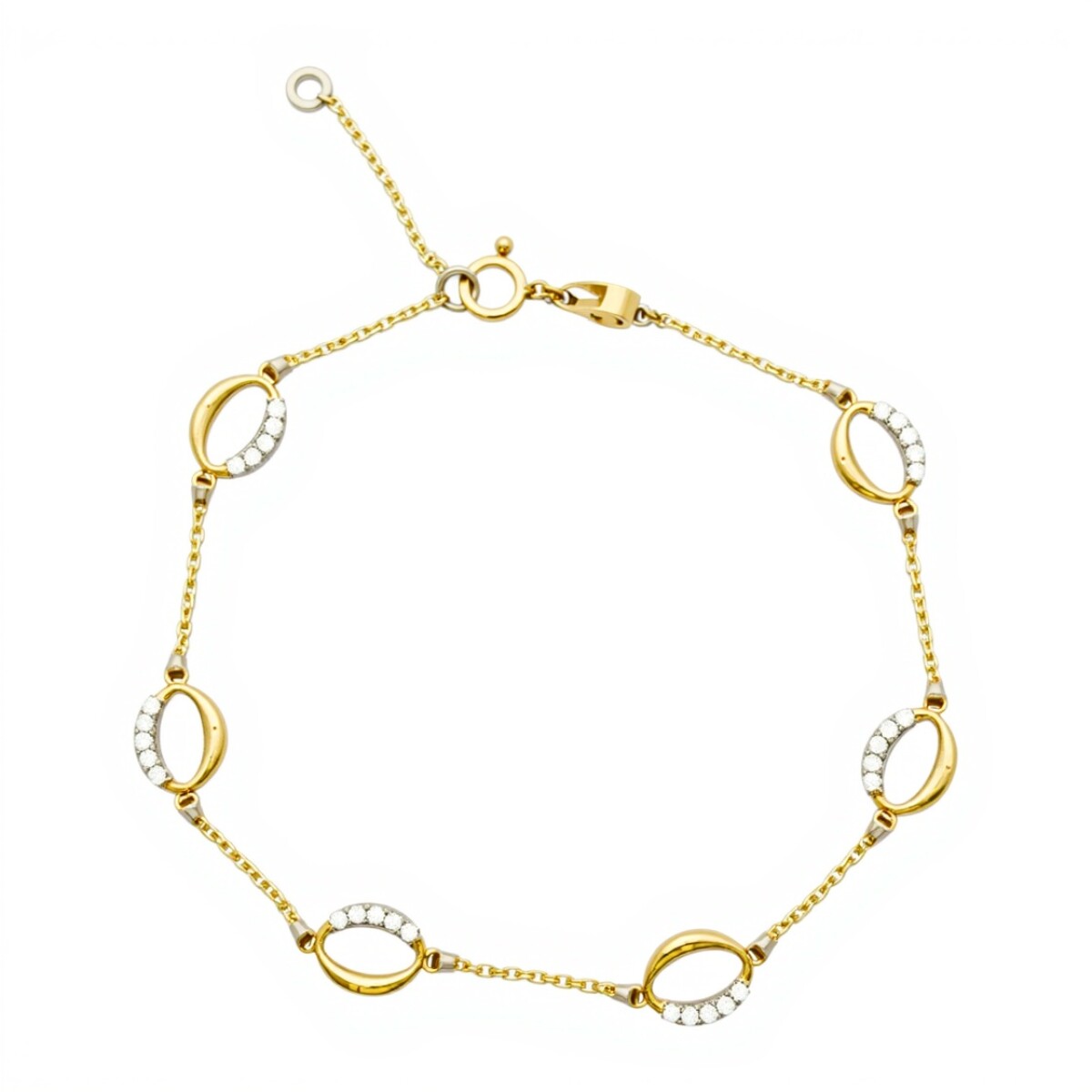 Pulsera Óvalos-Oro bajo-Zirconias-PU8029 - conpiedra 