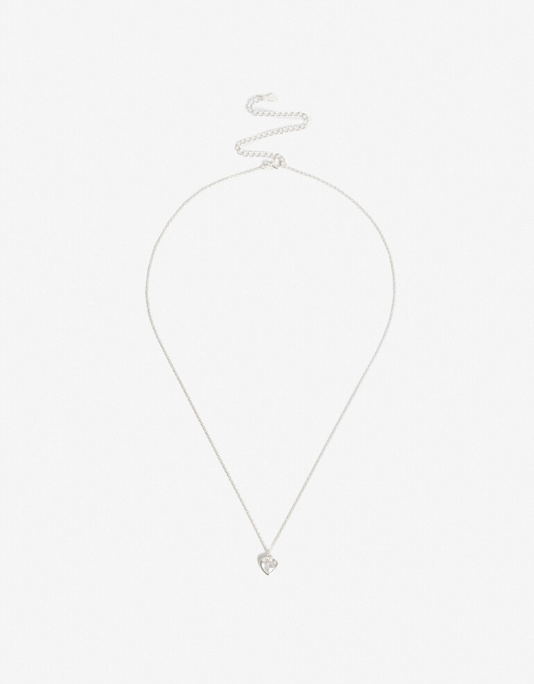 Cadena Corta con Dije Strass Cadena Con Dije Corazón Plata 925 - Plateado