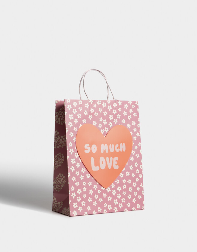 Accesorios Regalos Corazón Bolsa De Regalo Estampada So Much Love - Rosa Oscuro