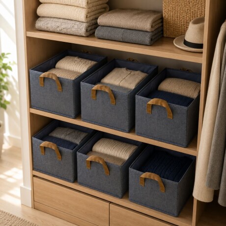 Set X6 cesto de tela 46x27x20cm GRIS