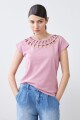 Remera calada rosa
