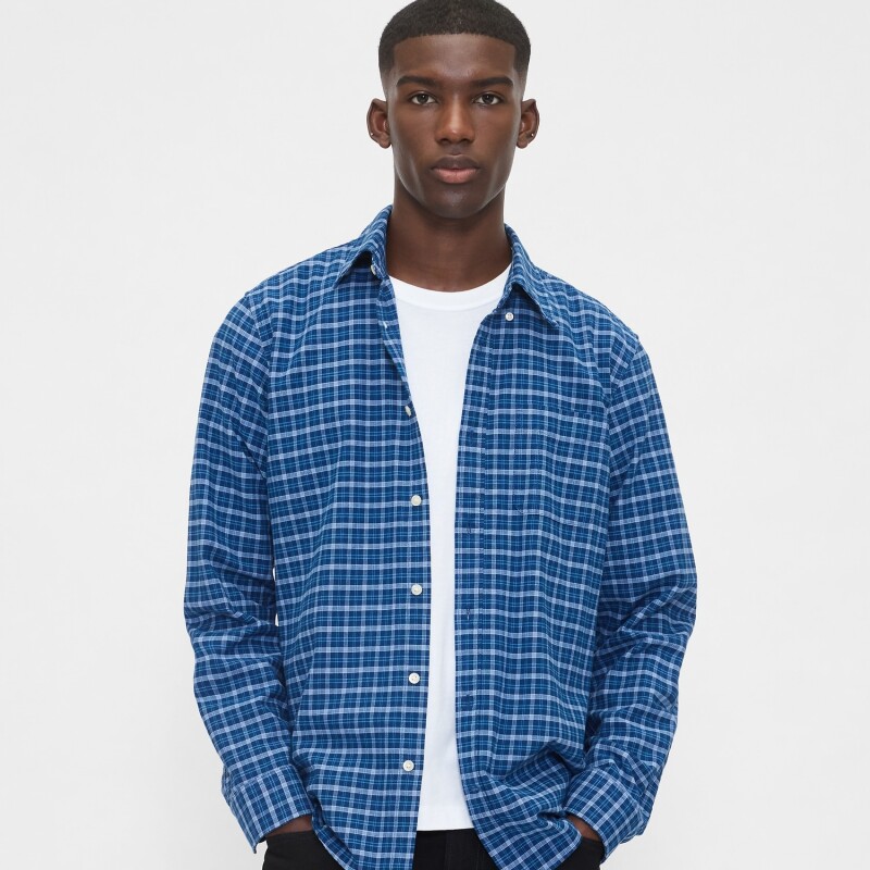 LS OX BAS STANDARD FIT BLUE PLAID