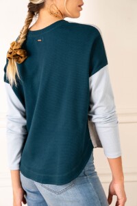 Sweater Color Block Petroleo