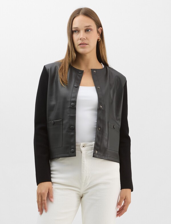 Chaqueta Combinada Eco Cuero NEGRO