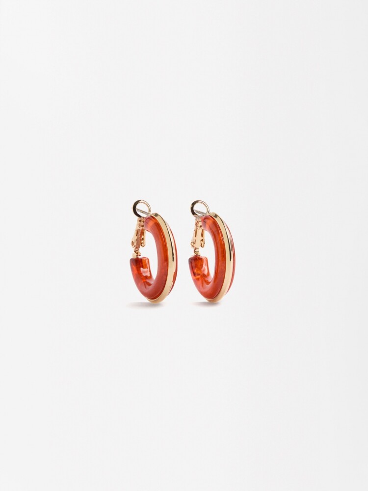 Aros De Resina Con Borde Metálico naranja