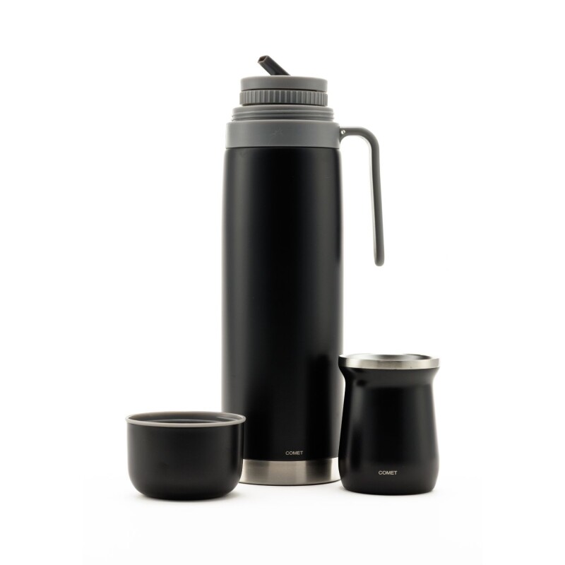 Set termo Comet Bologna 1 lt + Mate de 160 ml Negro