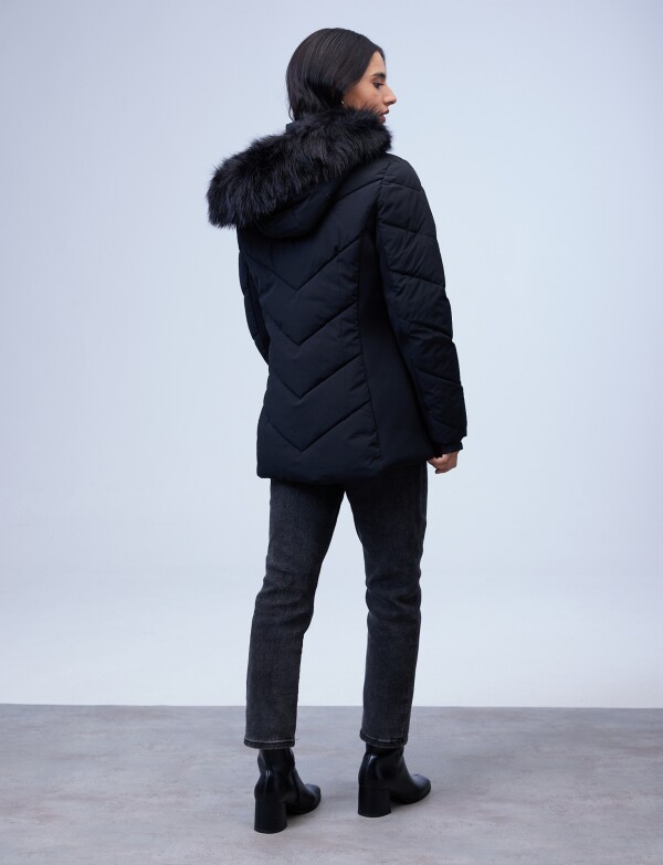 Campera Abrigo Faux Fur NEGRO