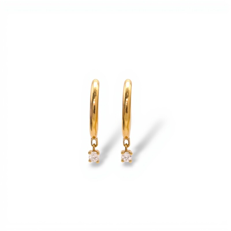 Caravanas aros con piedra - Oro bajo - Piedra colgante- CA8290 sinpiedra