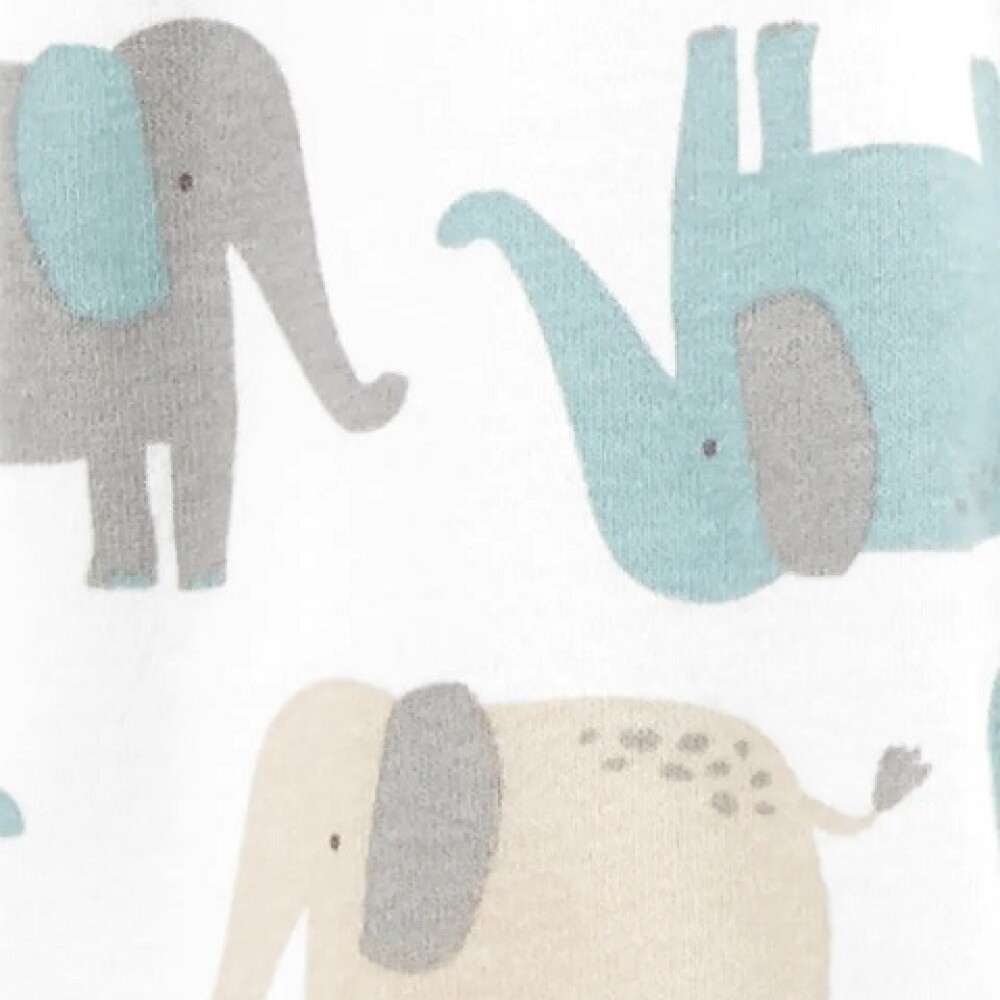 Enterito X2 algodón Carters con pie RN Elefante Celeste Beige Striped Pastel