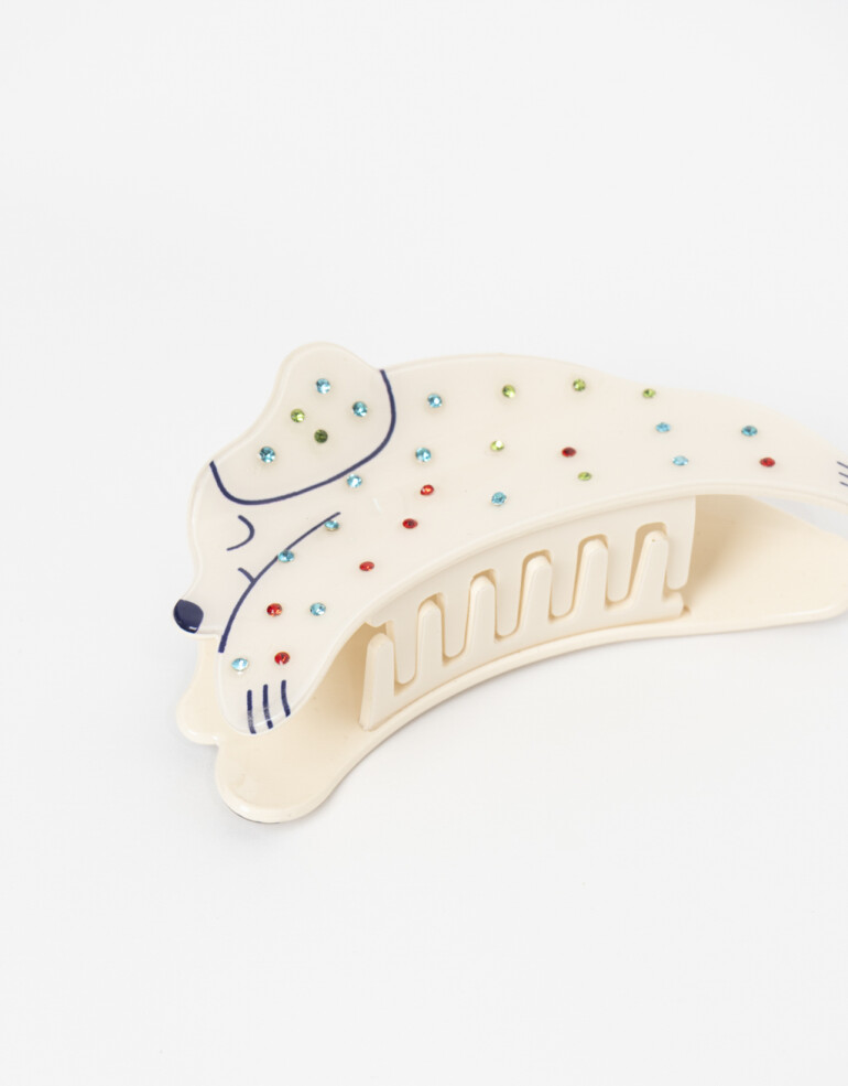 Broche Animales Broche Acrílico Perrito Con Strass - Blanco Crudo