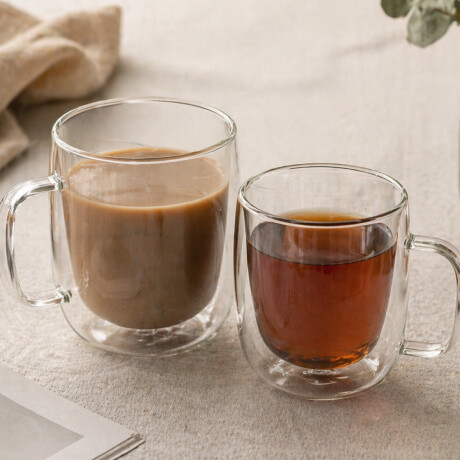 Pocillo doble pared de vidrio con asa - 350ml Sc