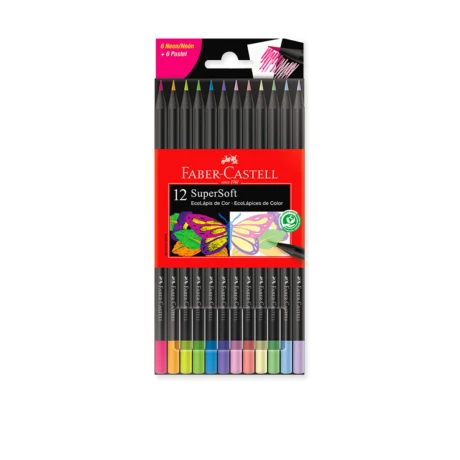 LAPICES DE COLORES FABER 12 UNI PASTEL Y NEON LAPICES DE COLORES FABER 12 UNI PASTEL Y NEON