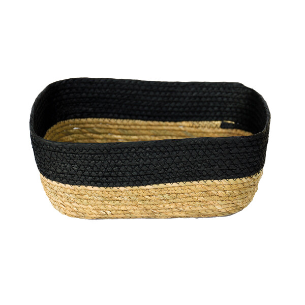 CESTO DE FIBRA NATURAL 32X26X12 CM NEGRO NEGRO
