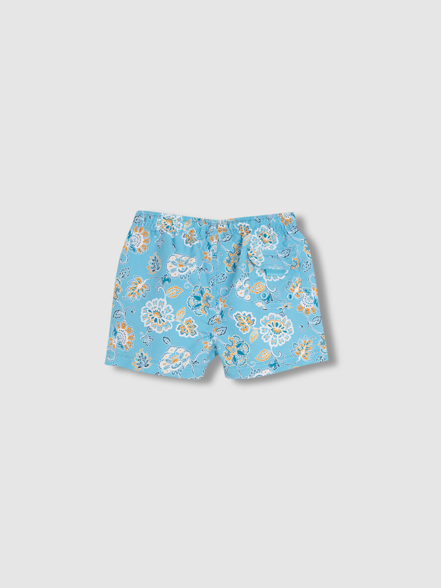 Bañador Estampado Flores Azul Claro