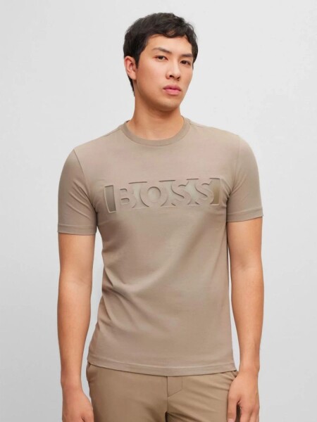 Hugo Boss -Remera de algodón con logo, regular fit, TEE 4 Beige