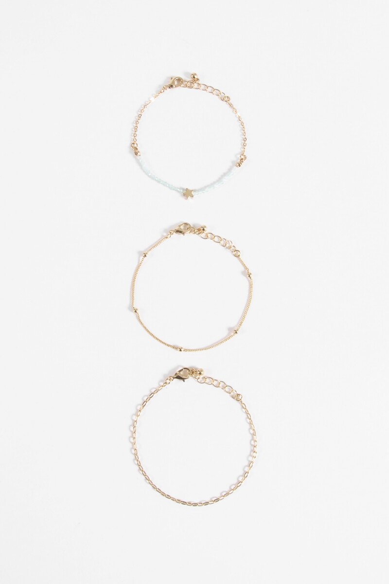 Set de 3 pulseras dorado
