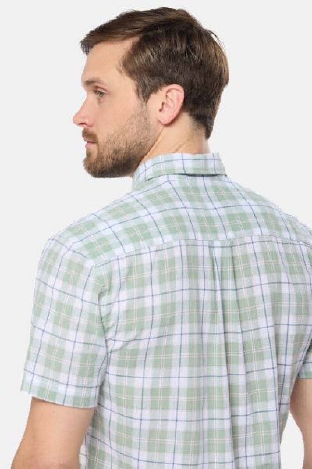 CAMISA DE LINO A CUADROS Verde