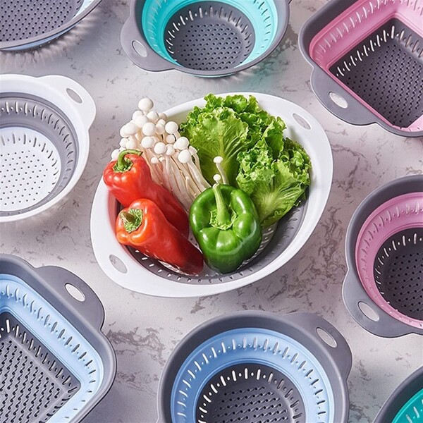 Colador Escurridor Silicona Plegable Frutas Verduras Pasta Variante Color Rosa