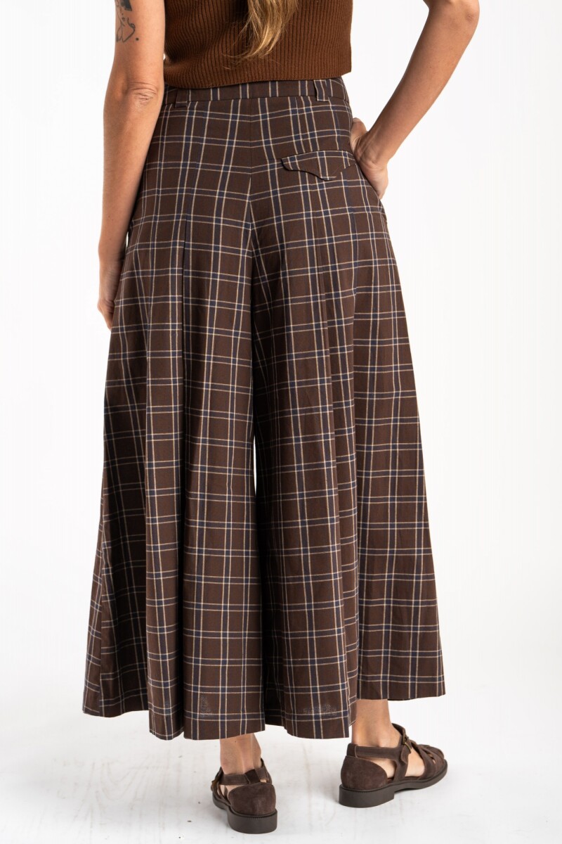 Pantalón Extra Wide Cuadros Marino