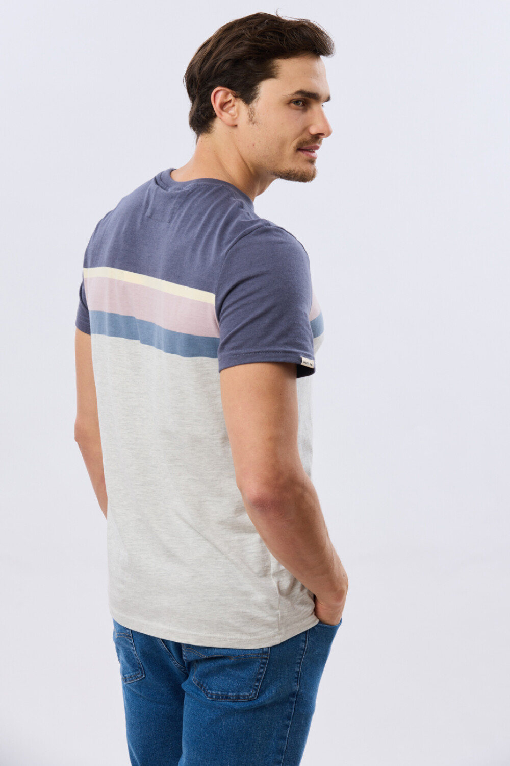 REMERA RAYADA DE ALGODÓN Gris