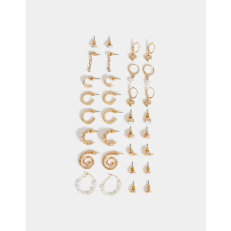 Sets De Aros Con Perlas Dorado