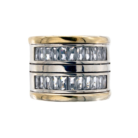 Anillo de plata 925, double en oro 18 ktes y circonias. Anillo de plata 925, double en oro 18 ktes y circonias.