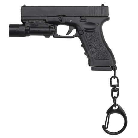Llavero réplica miniatura Glock 17 con linterna Negro
