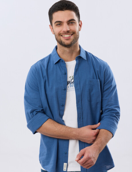 CAMISA LISA DE LINO Petroleo