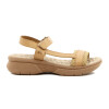 Country Sandalia Mujer Tira Ancha Con Pulsera Y Velcro Beige