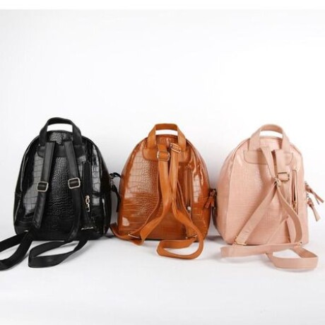 Mochila croco en cuerina Canva Negro
