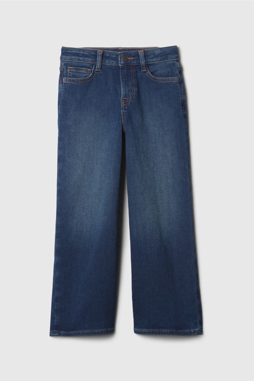 Jean Wide Tiro Alto Niña Dark Wash Indigo 119