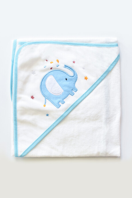 Pack x6 - Set de toalla con toallitas Azul con elefantes
