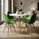 Juego de comedor Con Mesa Circular de 80cm + 4 Sillas Eames Verde/Blanco