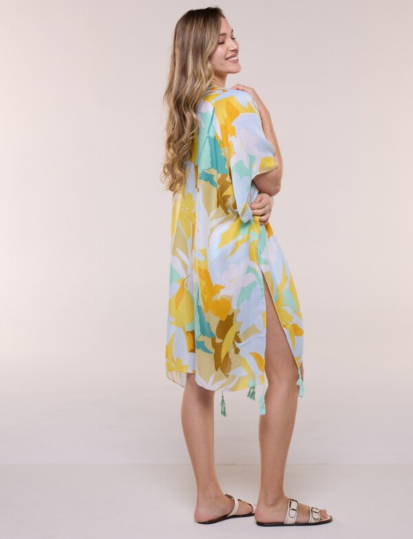 Kimono Flores MULTI/VERDE AGUA