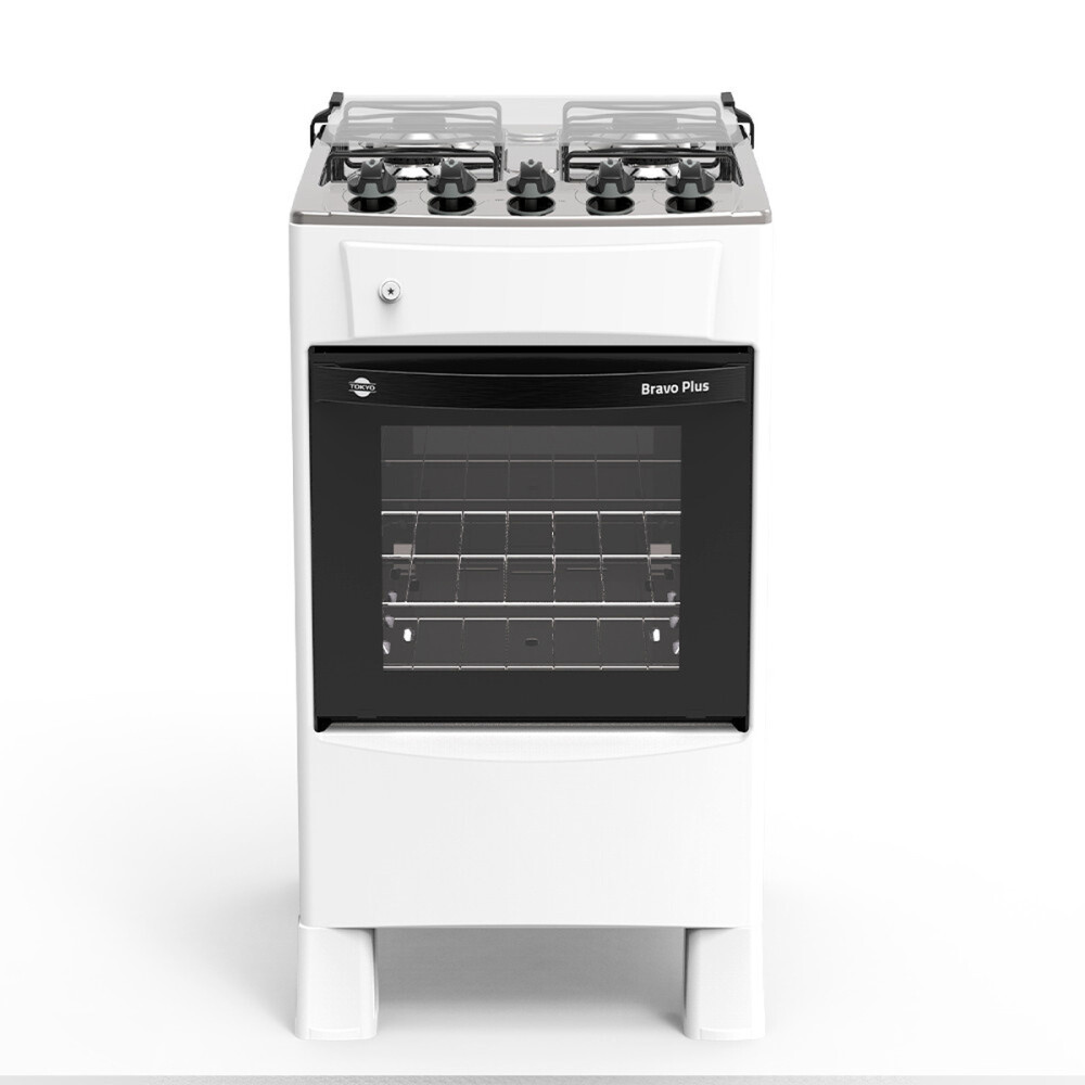 COCINA A GAS TOKYO BRAVO PLUS 4H C/ENC BLANCA MESA INOX Unica