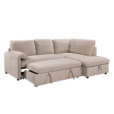 Rinconera cama Cosmo (c/baúl) - Tela Microfibra - Chaise derecho 120 (Beige)