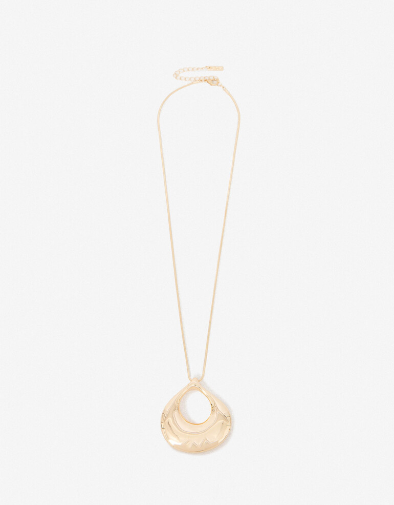 Collares Largos Metal Collar Con Dije Redondo - Dorado