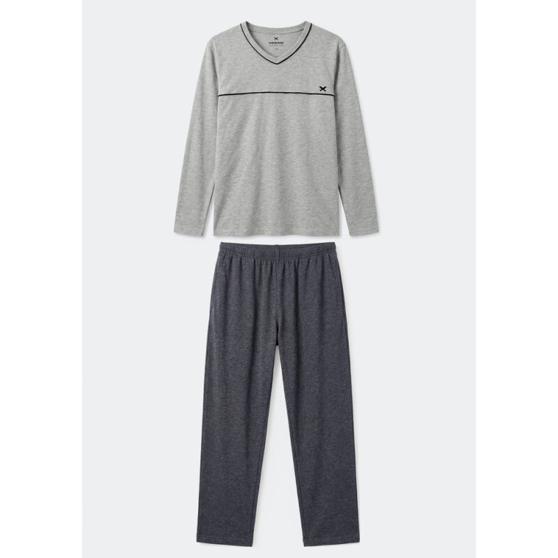 PIJAMA ML MASC CINZA